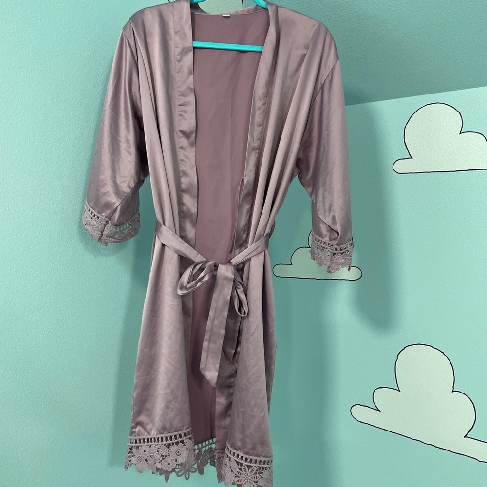 Purple satin robe